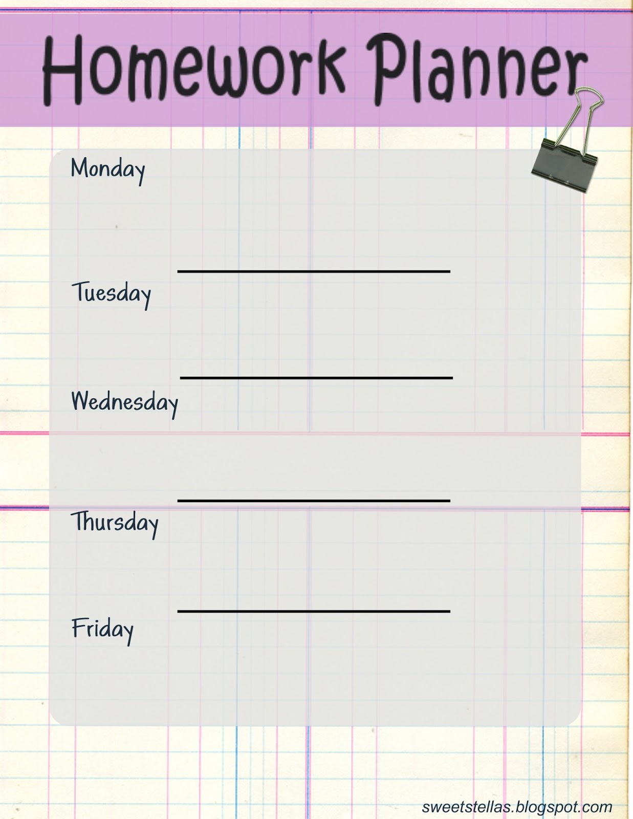 homework planner 2013